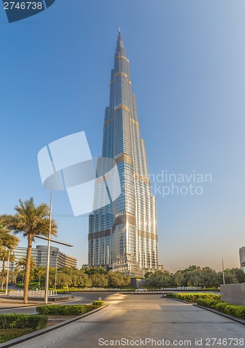 Image of View on Burj Khalifa, Dubai, UAE, at night