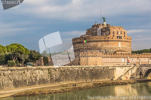 Image of Sant Angelo Castle and Bridge in Rome, Italia.