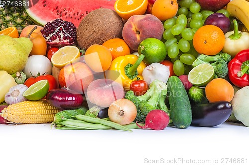 Image of Huge group of fresh vegetables and fruits