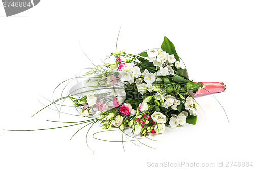 Image of spring flowers background on white background