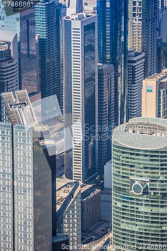 Image of Dubai downtown. East, United Arab Emirates architecture. Aerial 