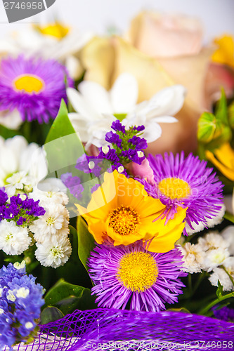 Image of spring flowers background on white background