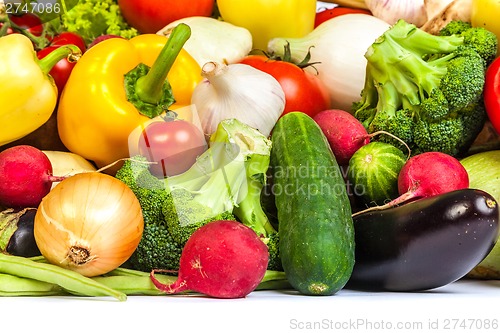 Image of Group of fresh vegetables isolated on a white background