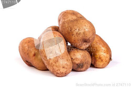 Image of Group of potatoes isolated on white