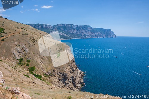 Image of Summer view seacoast. Sudak beach. Black Sea, Ukraine