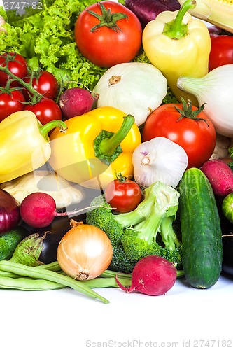 Image of Group of fresh vegetables isolated on a white background