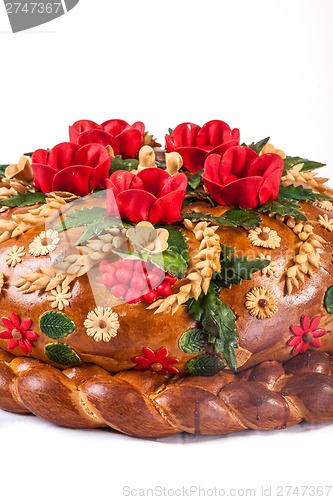 Image of Ukrainian festive bakery Holiday Bread on white