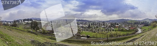 Image of Panorama background in Carpathians. Beautiful mountains and land