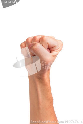 Image of Males hand with a clenched fist isolated