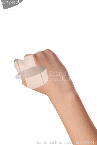 Image of Female hand with a clenched fist isolated