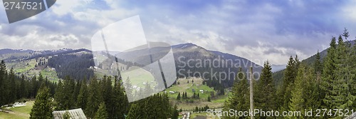 Image of Panorama background in Carpathians. Beautiful mountains and land