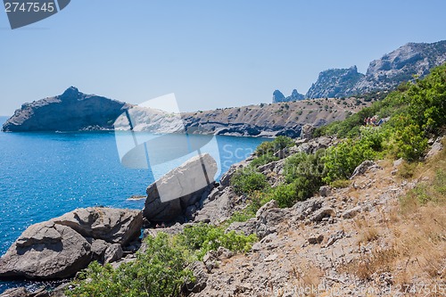 Image of Summer view seacoast. Sudak beach. Black Sea, Ukraine