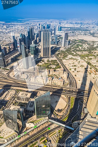 Image of Dubai downtown. East, United Arab Emirates architecture. Aerial 