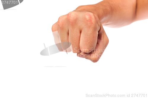 Image of Males hand with a clenched fist isolated