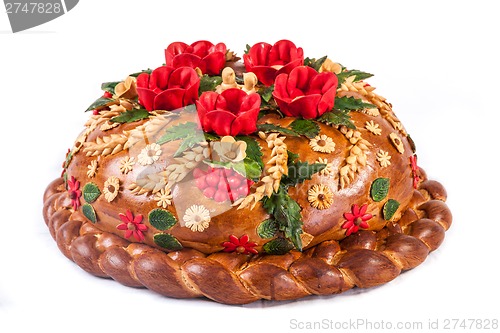 Image of Ukrainian festive bakery Holiday Bread on white