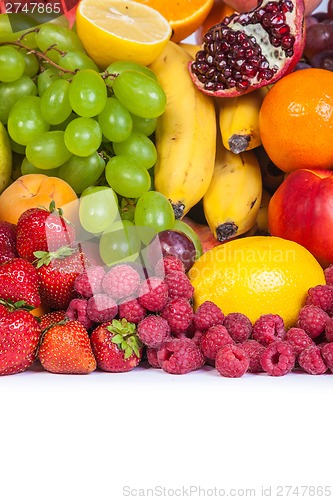 Image of Huge group of fresh fruits isolated on a white background.