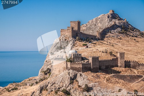 Image of Ruins of The Genoa Fortress in Sudak, Crimea. Black Sea, Ukraine