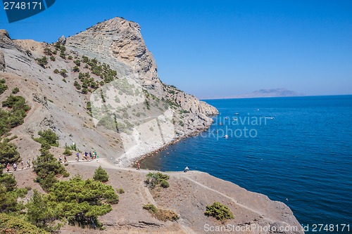 Image of Summer view seacoast. Sudak beach. Black Sea, Ukraine