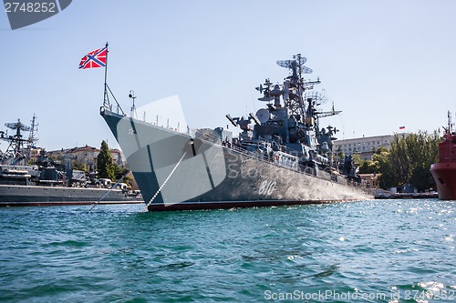 Image of Russian warship in the Bay, Sevastopol, Crimea