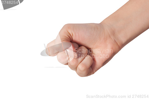 Image of Female hand with a clenched fist isolated