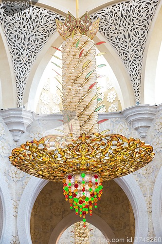 Image of Abu Dhabi Sheikh Zayed Grand Mosque, beautiful interior