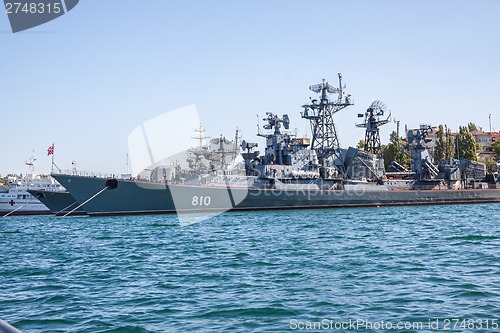 Image of Russian warship in the Bay, Sevastopol, Crimea