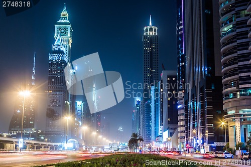 Image of Dubai Dowtown at ngiht, United Arab Emirates