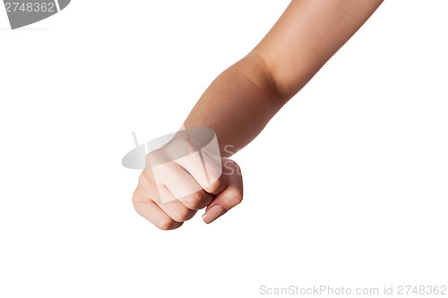 Image of Female hand with a clenched fist isolated