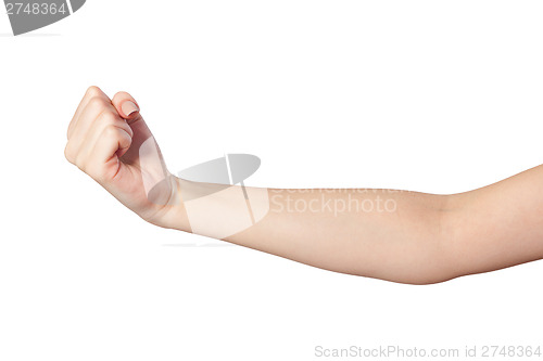 Image of Female hand with a clenched fist isolated