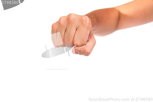 Image of Males hand with a clenched fist isolated