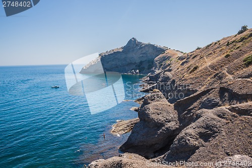 Image of Summer view seacoast. Sudak beach. Black Sea, Ukraine