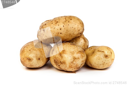 Image of Group of potatoes isolated on white