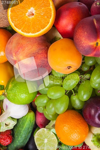 Image of Huge group of fresh vegetables and fruits