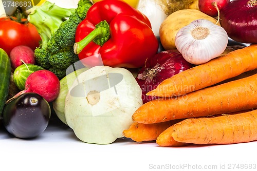 Image of Group of fresh vegetables isolated on a white background