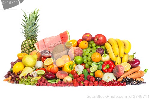 Image of Huge group of fresh vegetables and fruits