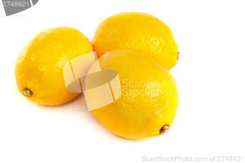 Image of Fresh lemons on white background