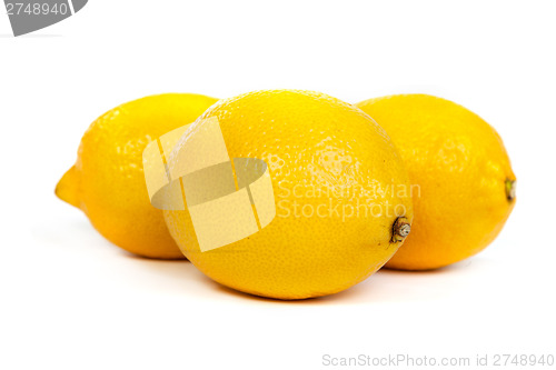 Image of Fresh lemons on white background