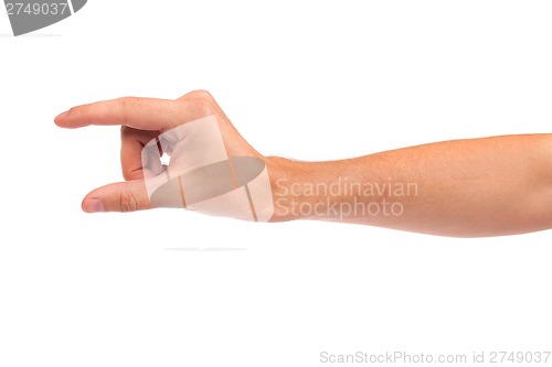 Image of Male hand reaching for something on white