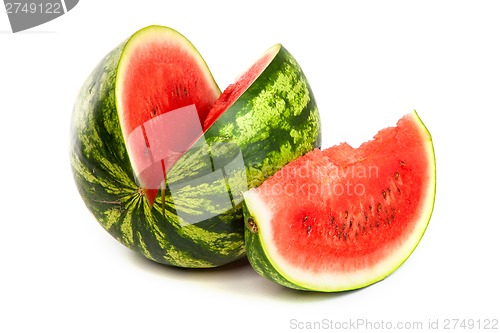 Image of Fresh, ripe, juicy watermelon. Shot on White