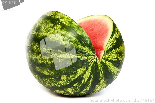 Image of Fresh, ripe, juicy watermelon. Shot on White