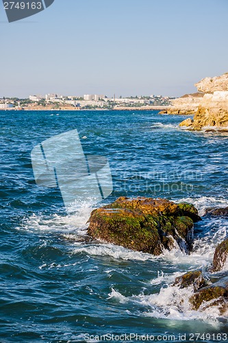 Image of Summer view seacoast. Sudak beach. Black Sea, Ukraine