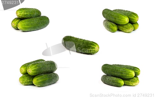 Image of set of Fresh Cucumbers isolated on white