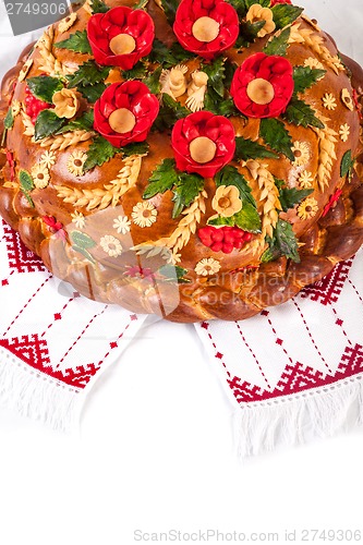 Image of Ukrainian festive bakery Holiday Bread on white