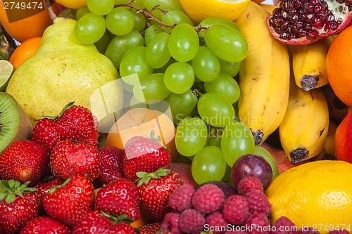 Image of Huge group of fresh fruits isolated on a white background.