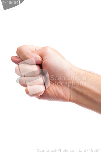 Image of Hand is showing a fig sign isolated on white