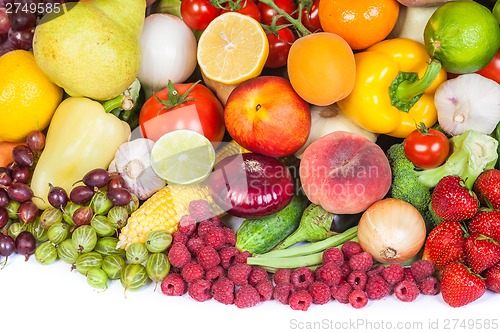 Image of Huge group of fresh vegetables and fruits