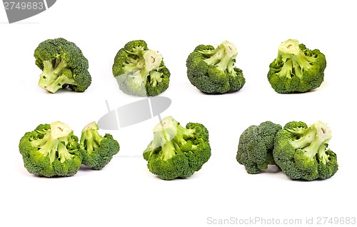 Image of set of broccolis floret isolated on white