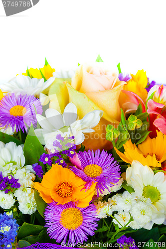 Image of spring flowers background on white background