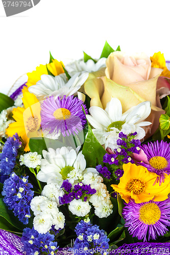 Image of spring flowers background on white background