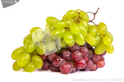 Image of Bunch of White and Red Grapes laying isolated